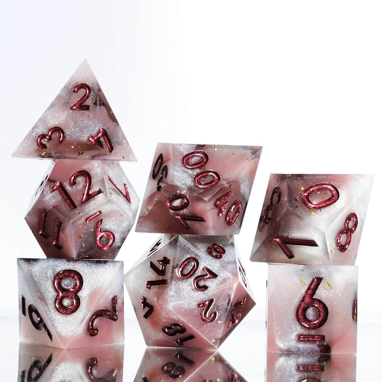 Milk Coffee 7-Piece Sharp Edge Polyhedral Resin D&D Dice Set - Image 6