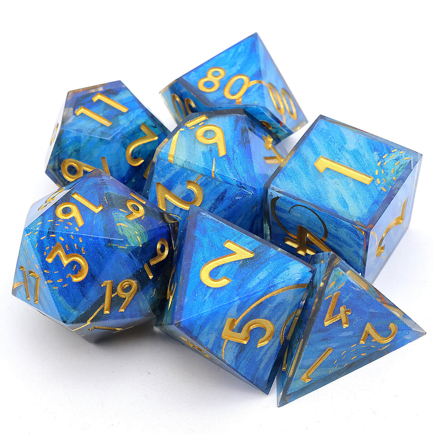 Polyhedral 7 Piece Set Dice DnD Deep Sea Whirlpool - Image 9