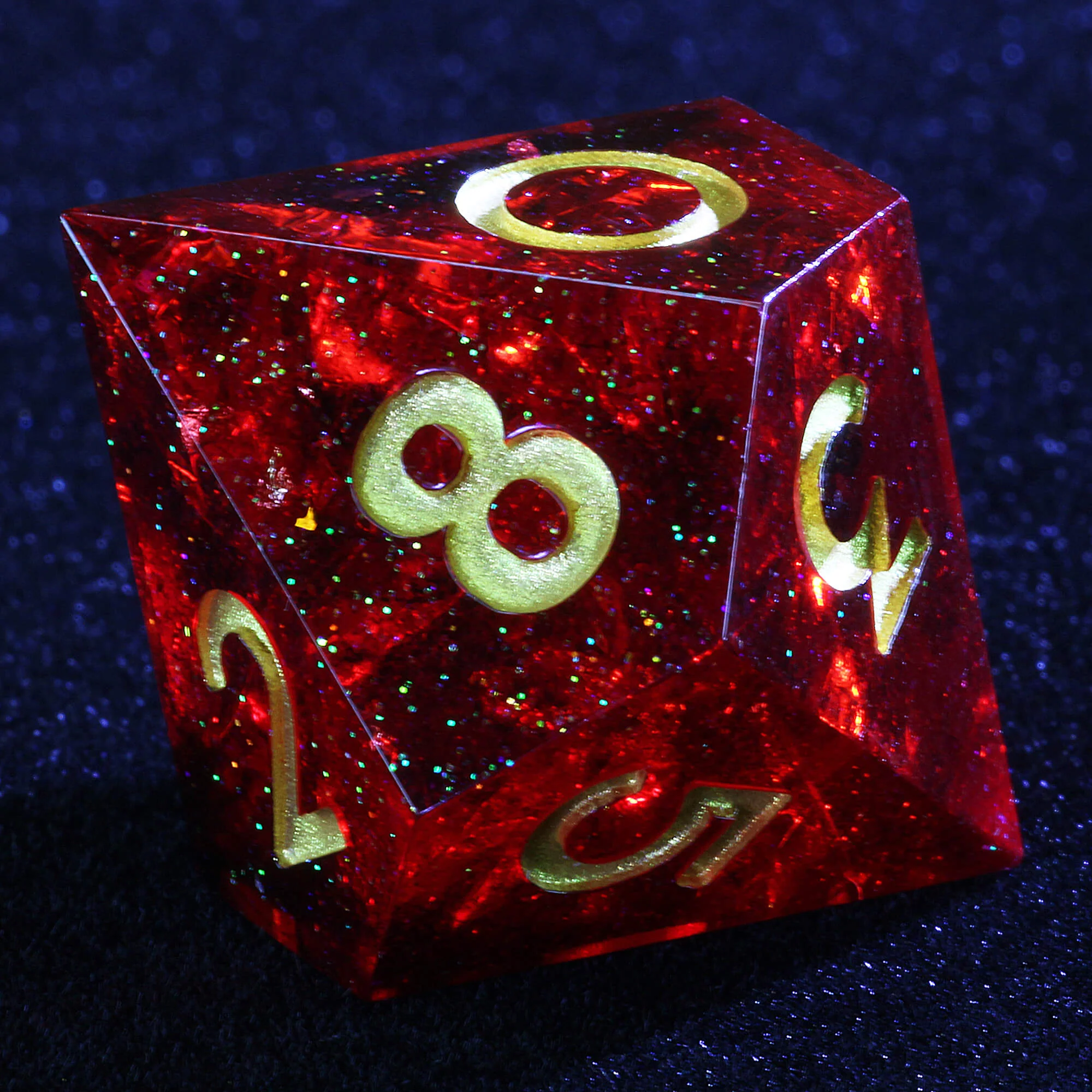 Polyhedral Cool Dice Set D and D Gold Paper Red - Image 5