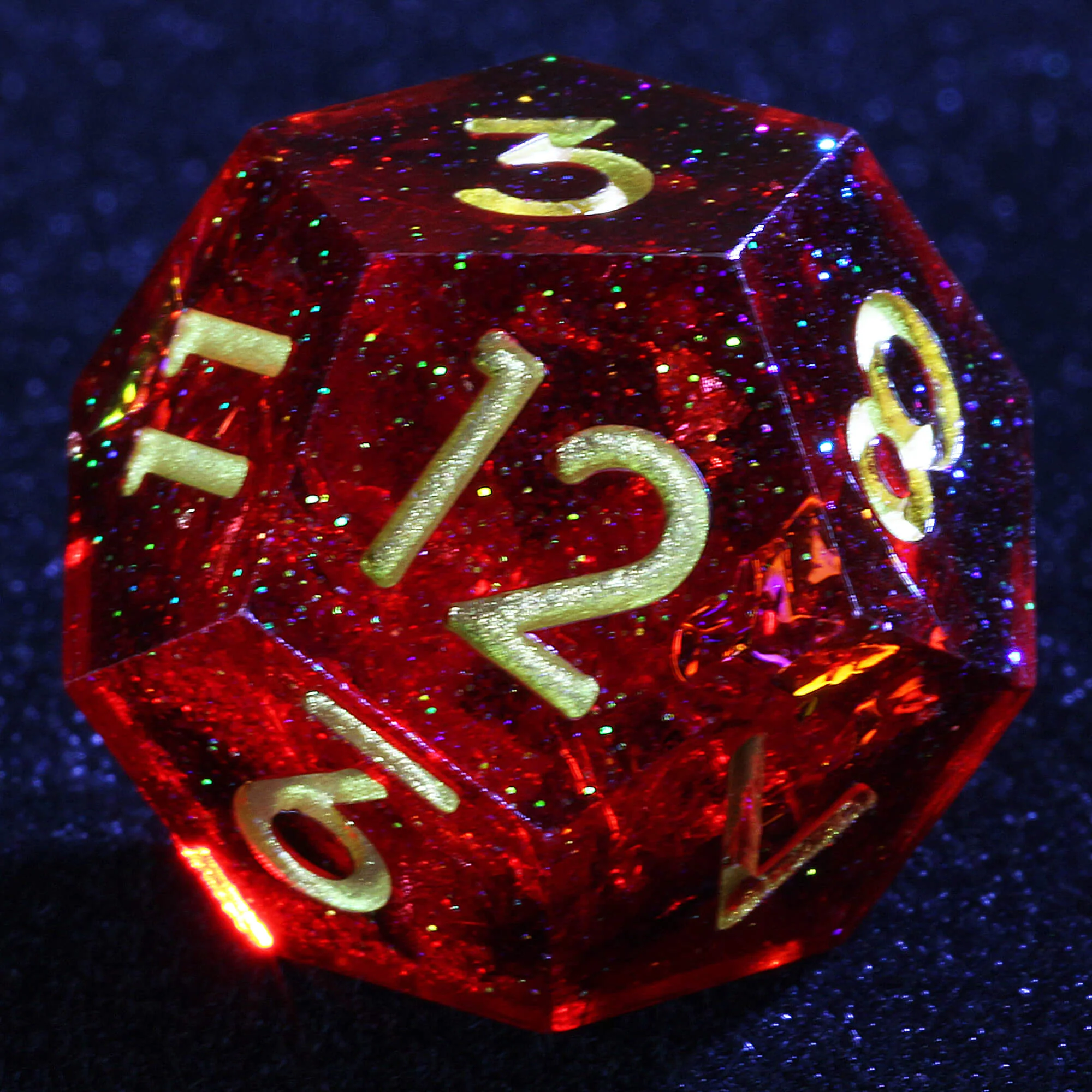 Polyhedral Cool Dice Set D and D Gold Paper Red - Image 6