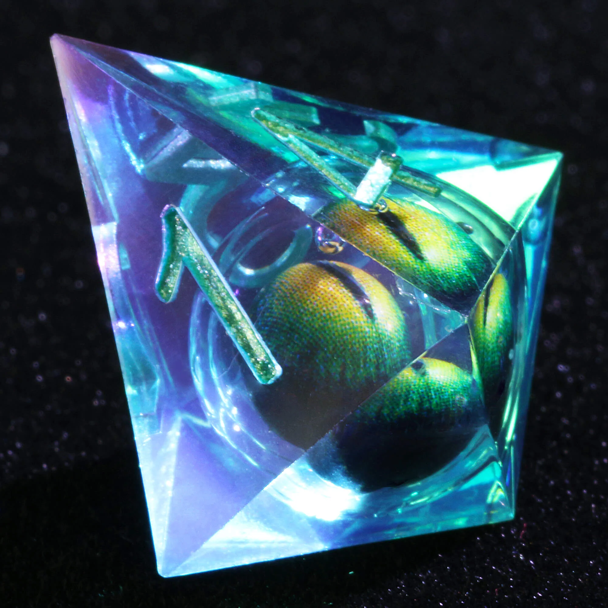 Polyhedral Cool Dragon Eye Liquid Core D and D Dice Set Green - Image 8