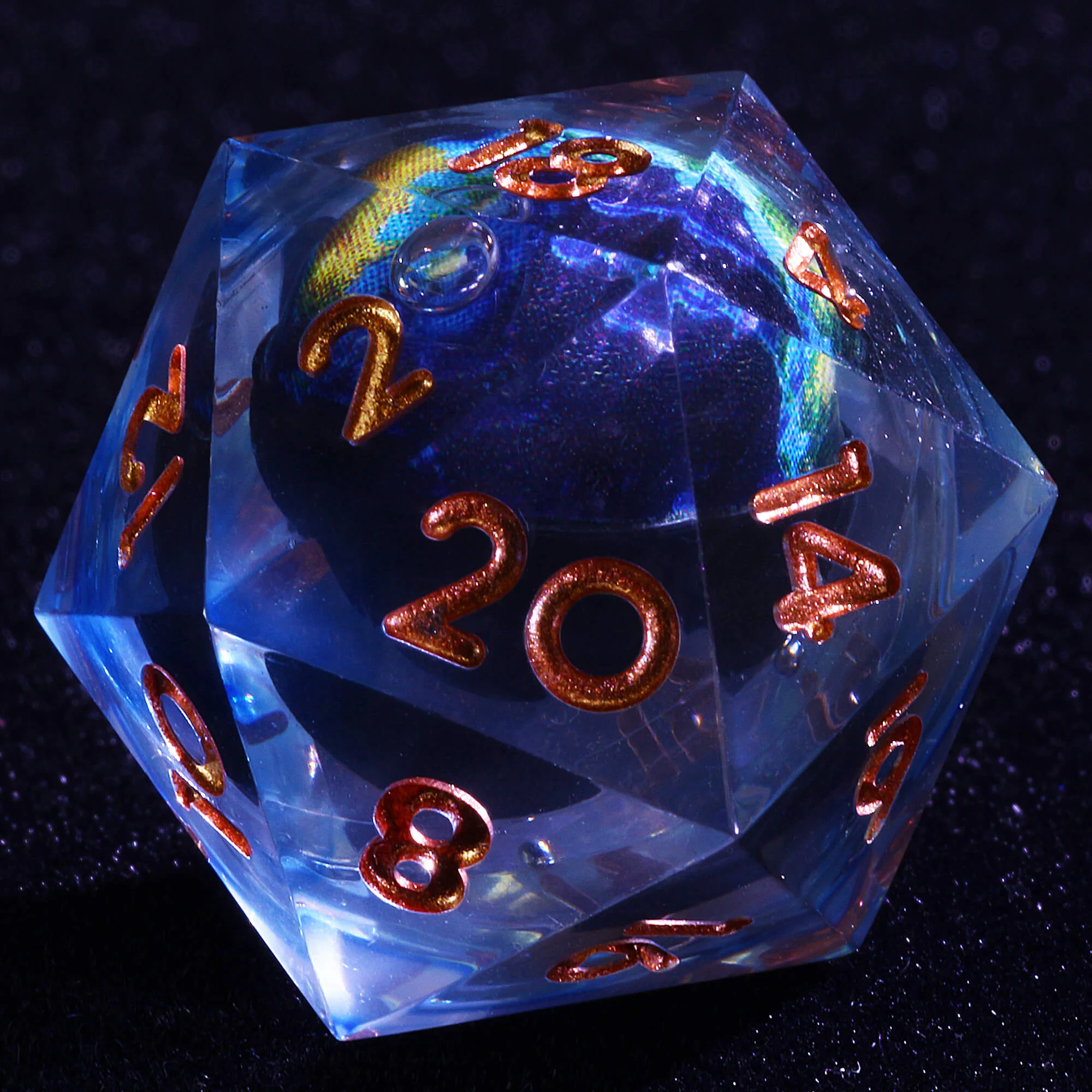 Polyhedral Cool Liquid Core DnD Set of Dice Globe - Image 2