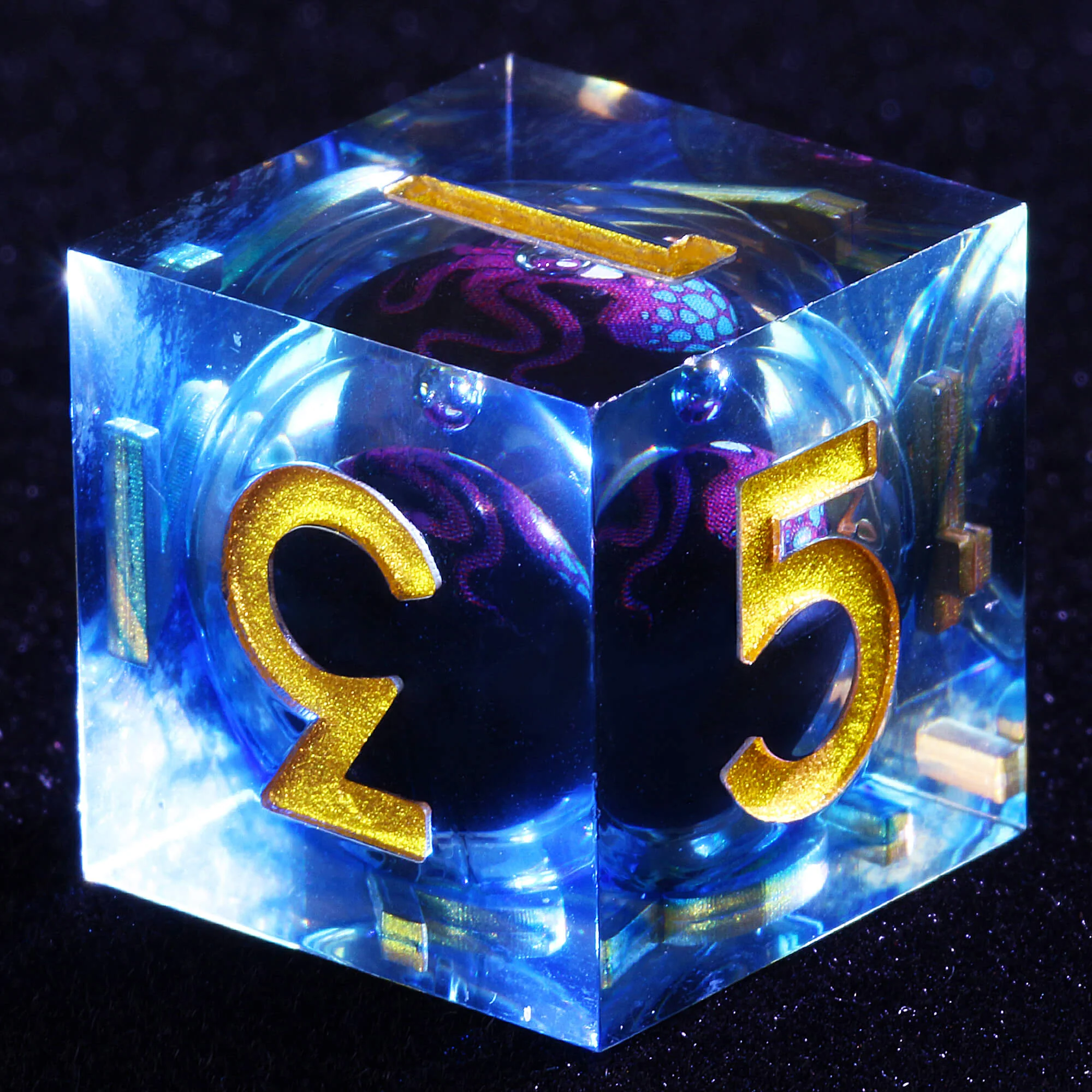Polyhedral Cool Octopus Liquid Core DnD Set Dice - Image 3