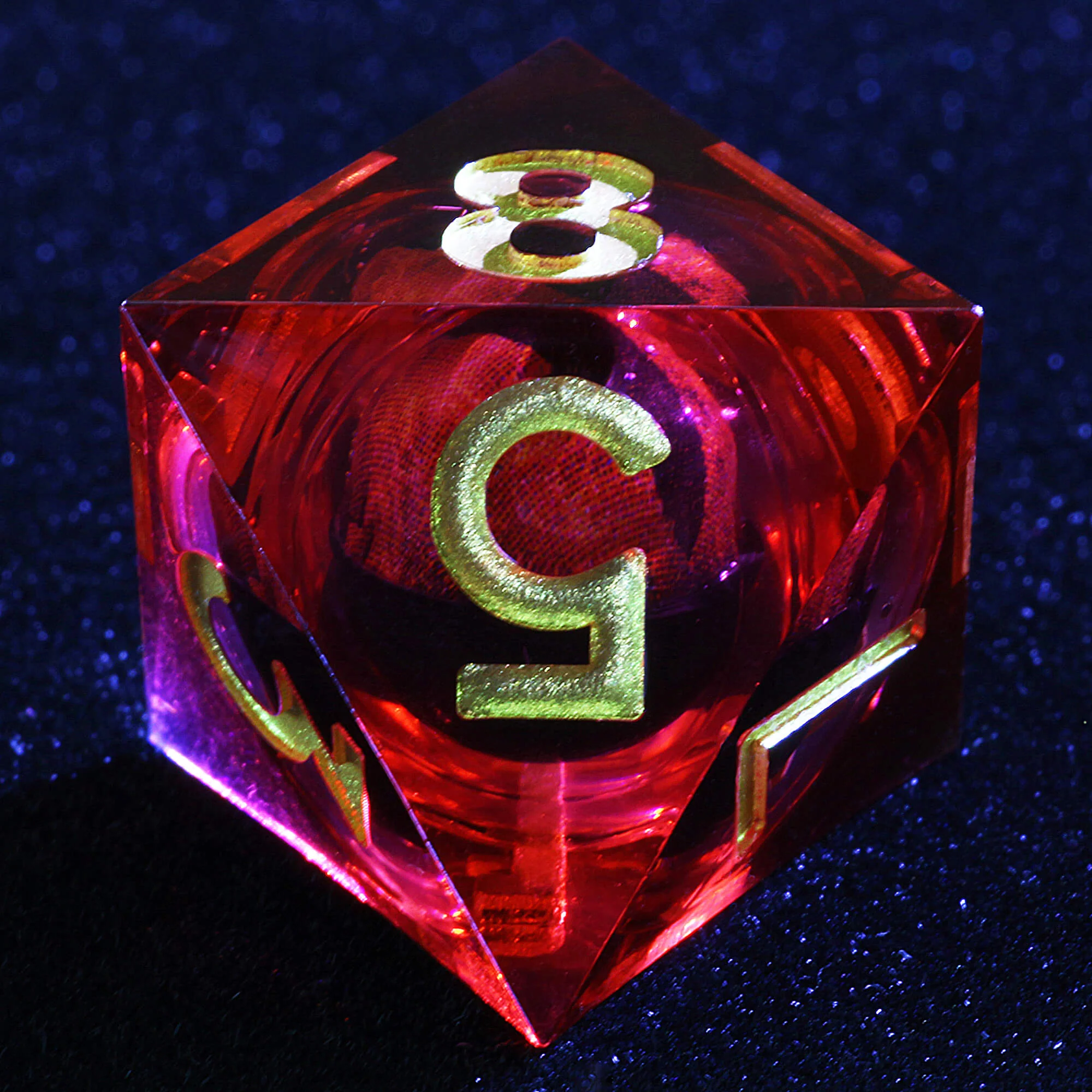 Polyhedral Cool Red Dragon Eye Liquid Core Dice Sets DnD - Image 4