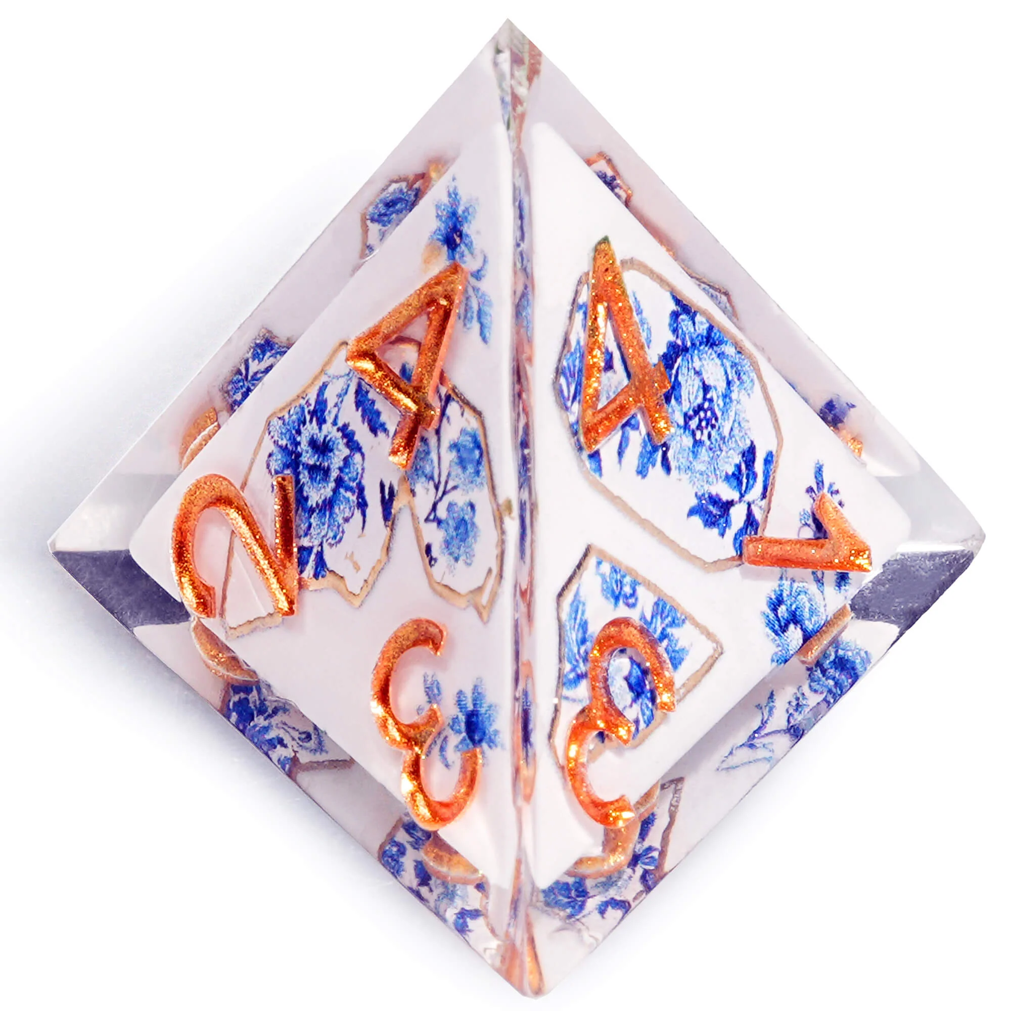 Polyhedral RGP Cool DnD Dice Sets - Blue and White Porcelain Flower - Image 7