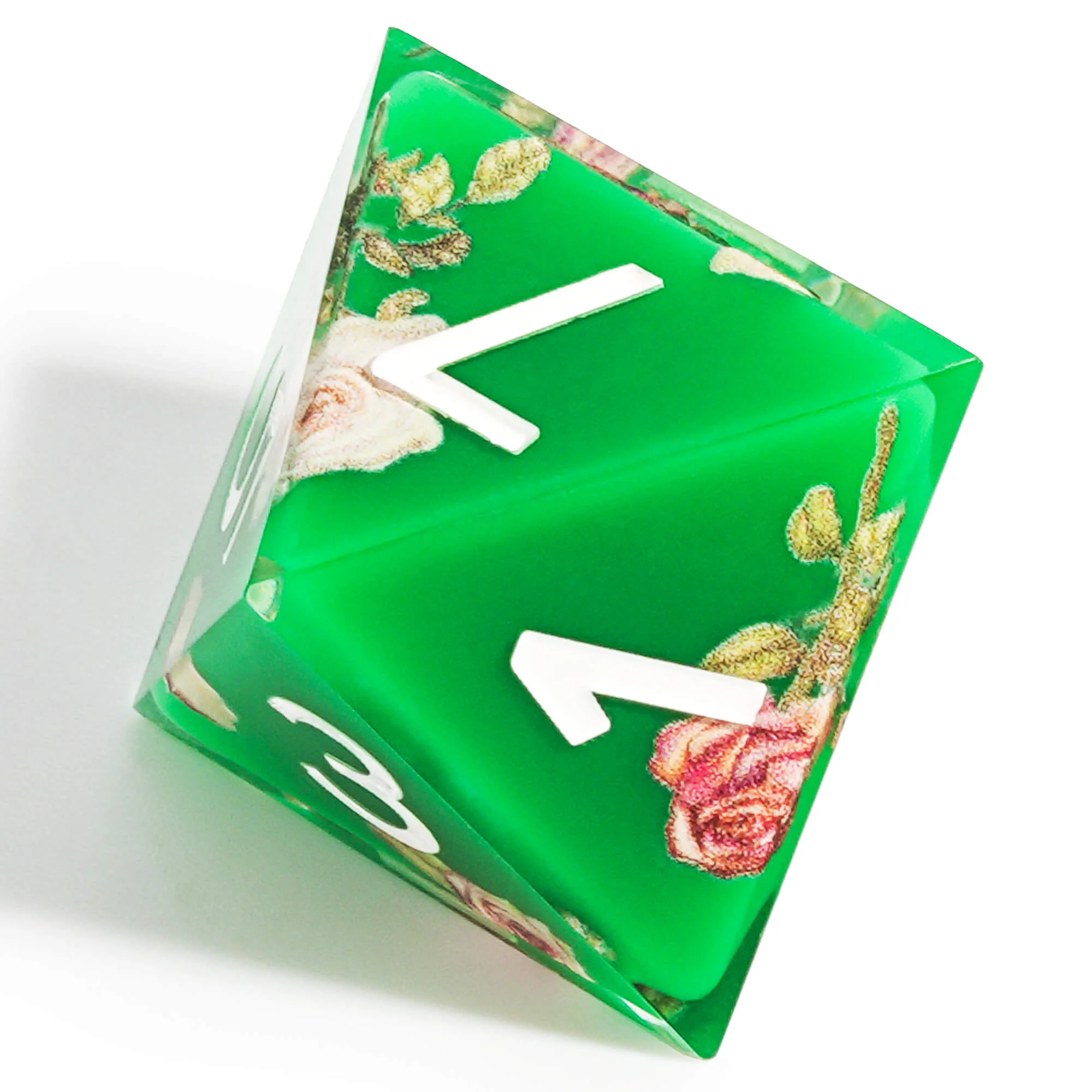 Polyhedral RGP Cool DnD Dice Sets - Green Flower - Image 6