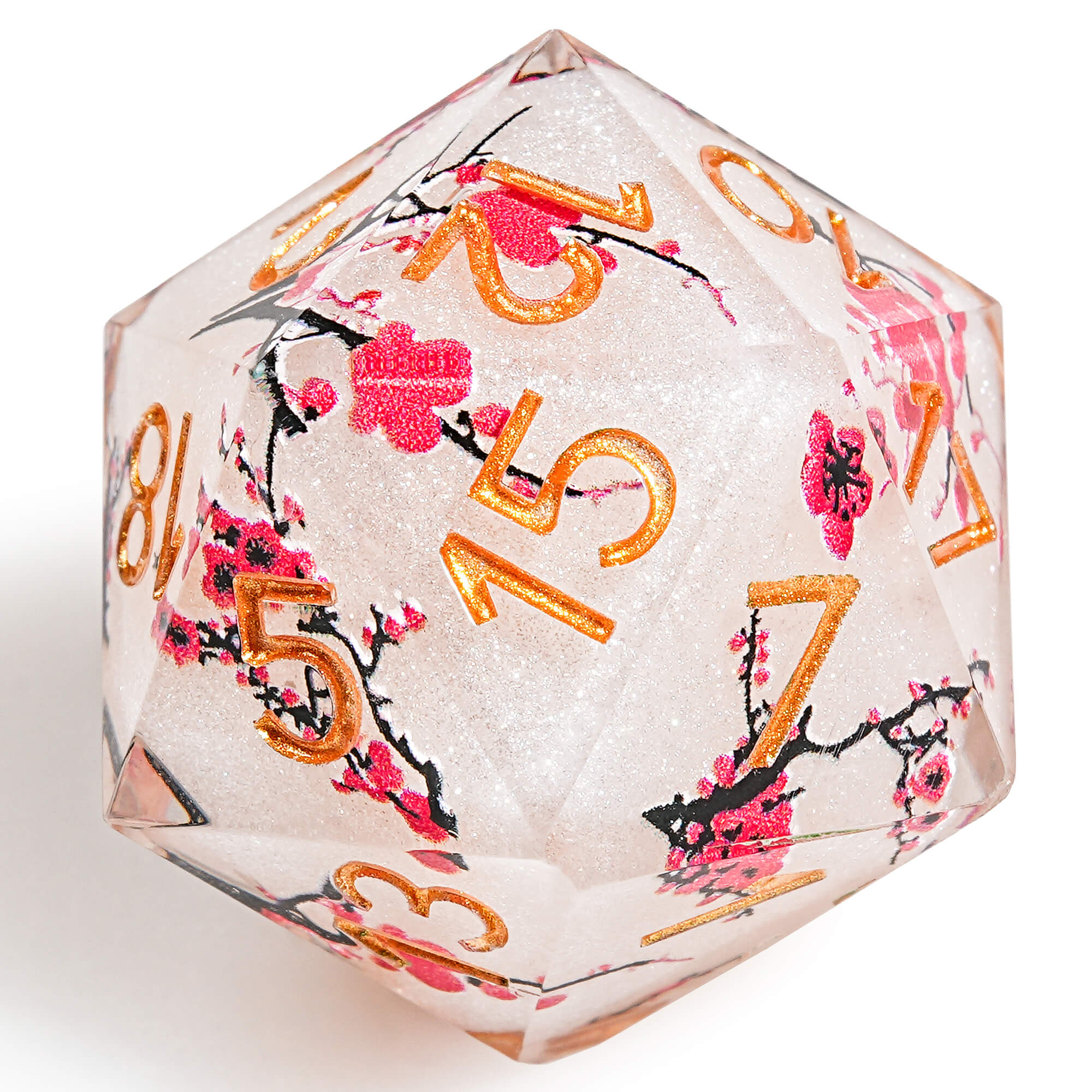 Polyhedral RGP Cool DnD Dice Sets - White Plum Blossom - Image 2