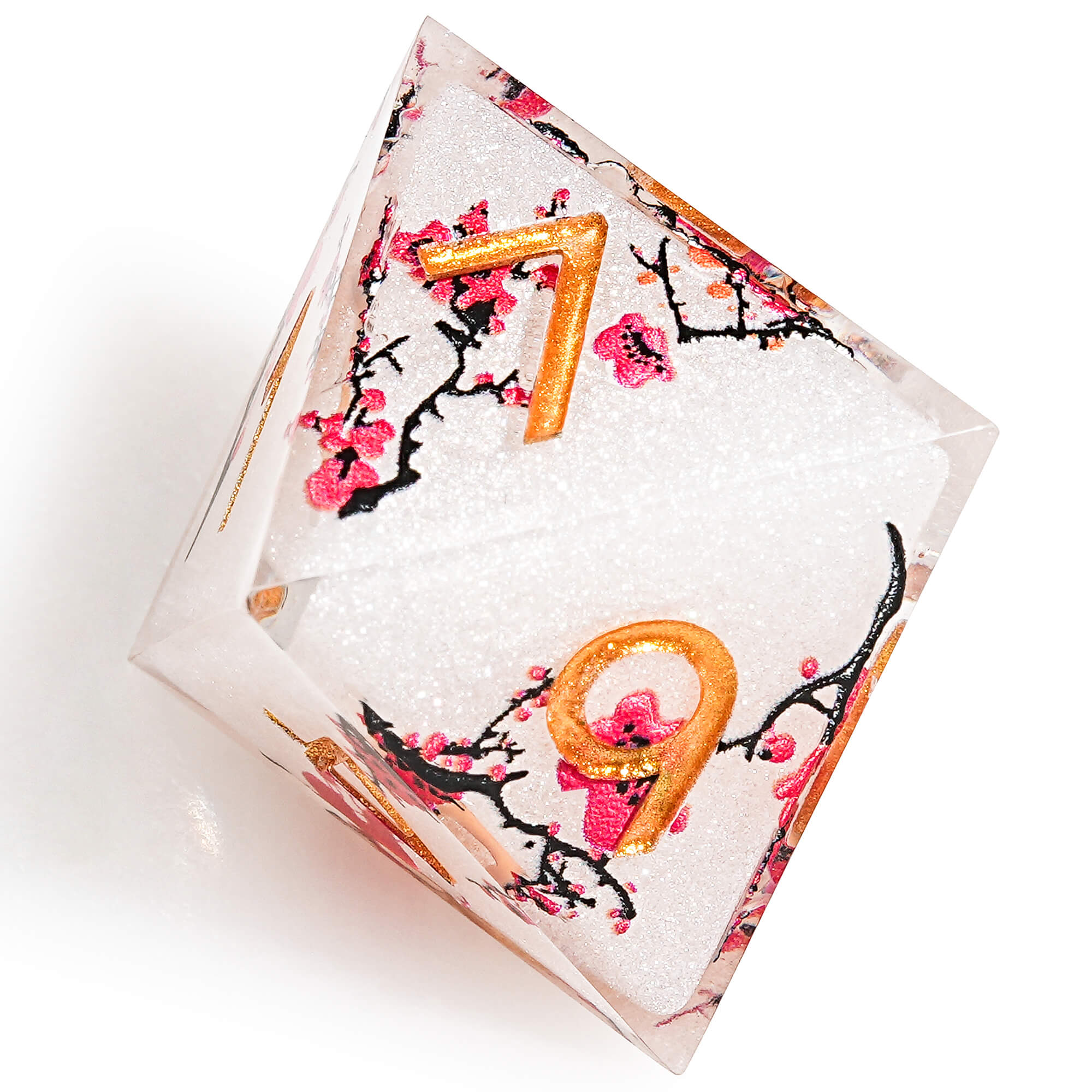Polyhedral RGP Cool DnD Dice Sets - White Plum Blossom - Image 5