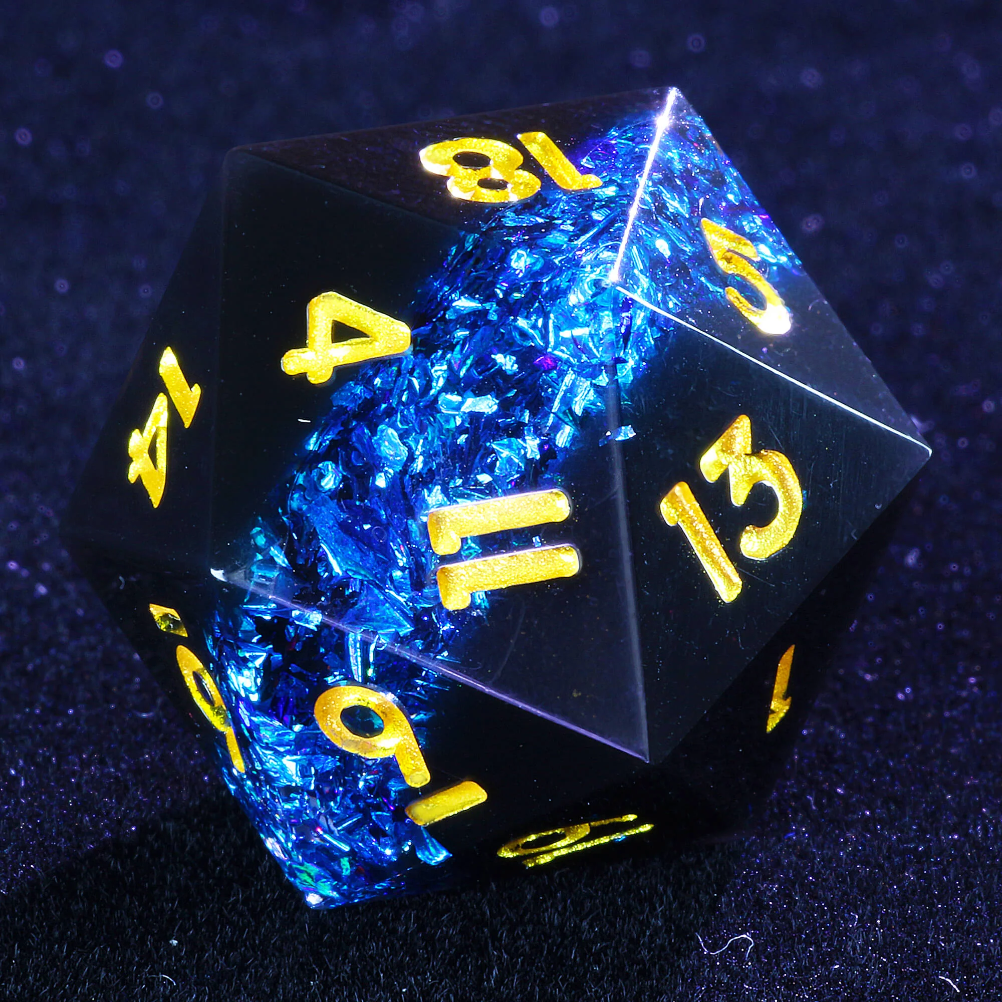 Role Playing 7 Polyhedral Resin DnD Dice Set Tin Foil