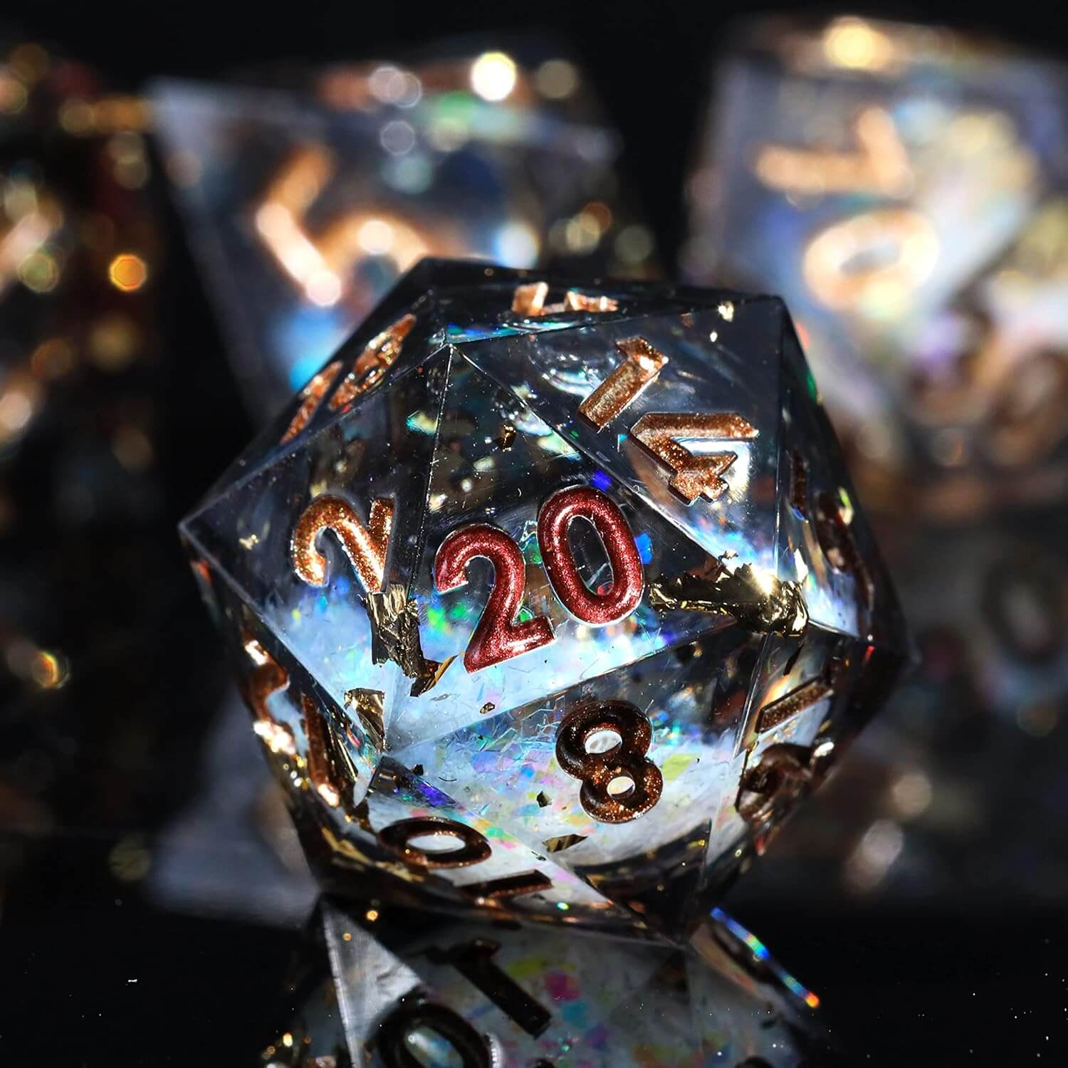 RPG Resin Polyhedral 7 Liquid Core Dice Set D and D - Midnight Forest - Image 4
