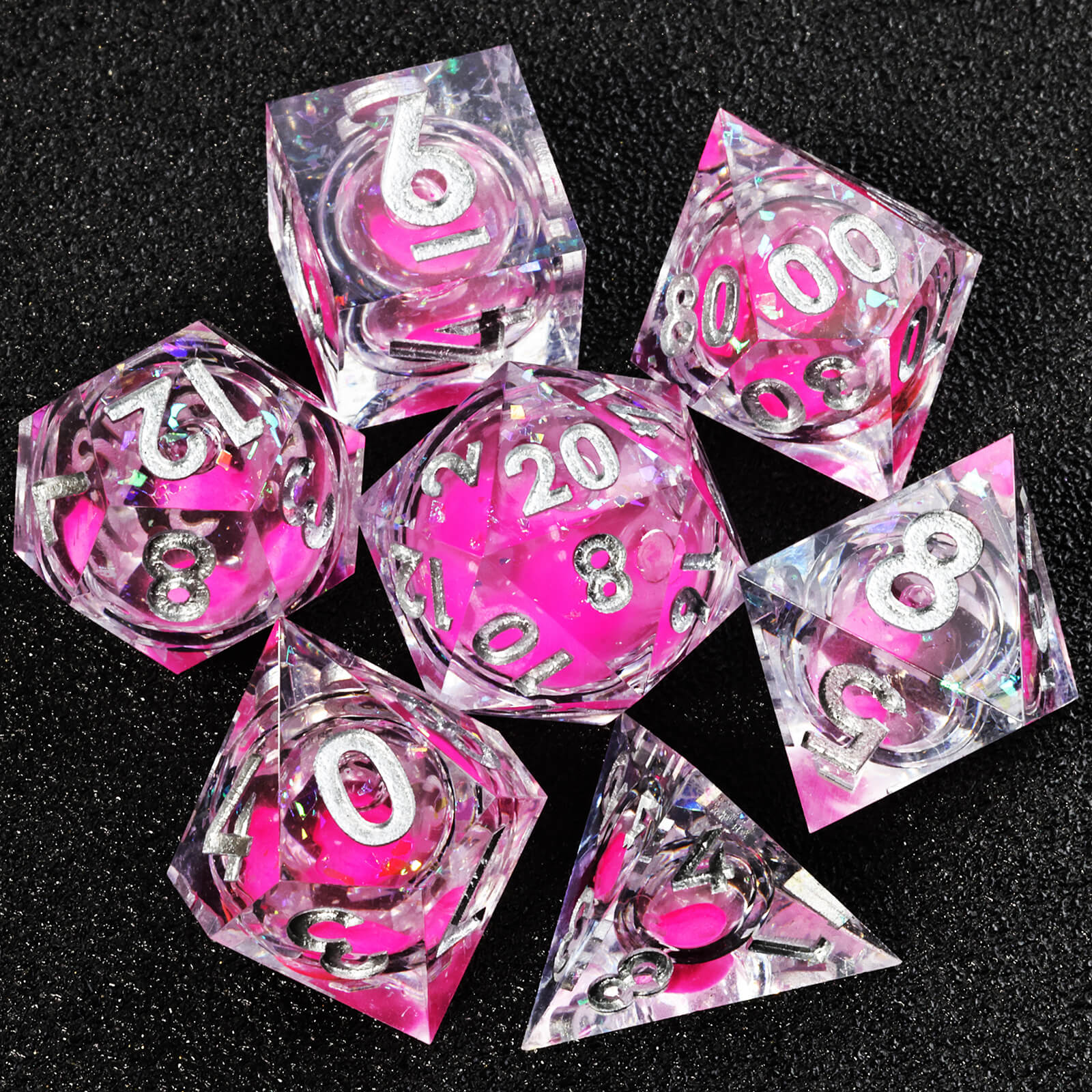 RPG Resin Polyhedral 7 Liquid Core Dice Sets D&D - Elf Fire - Image 5