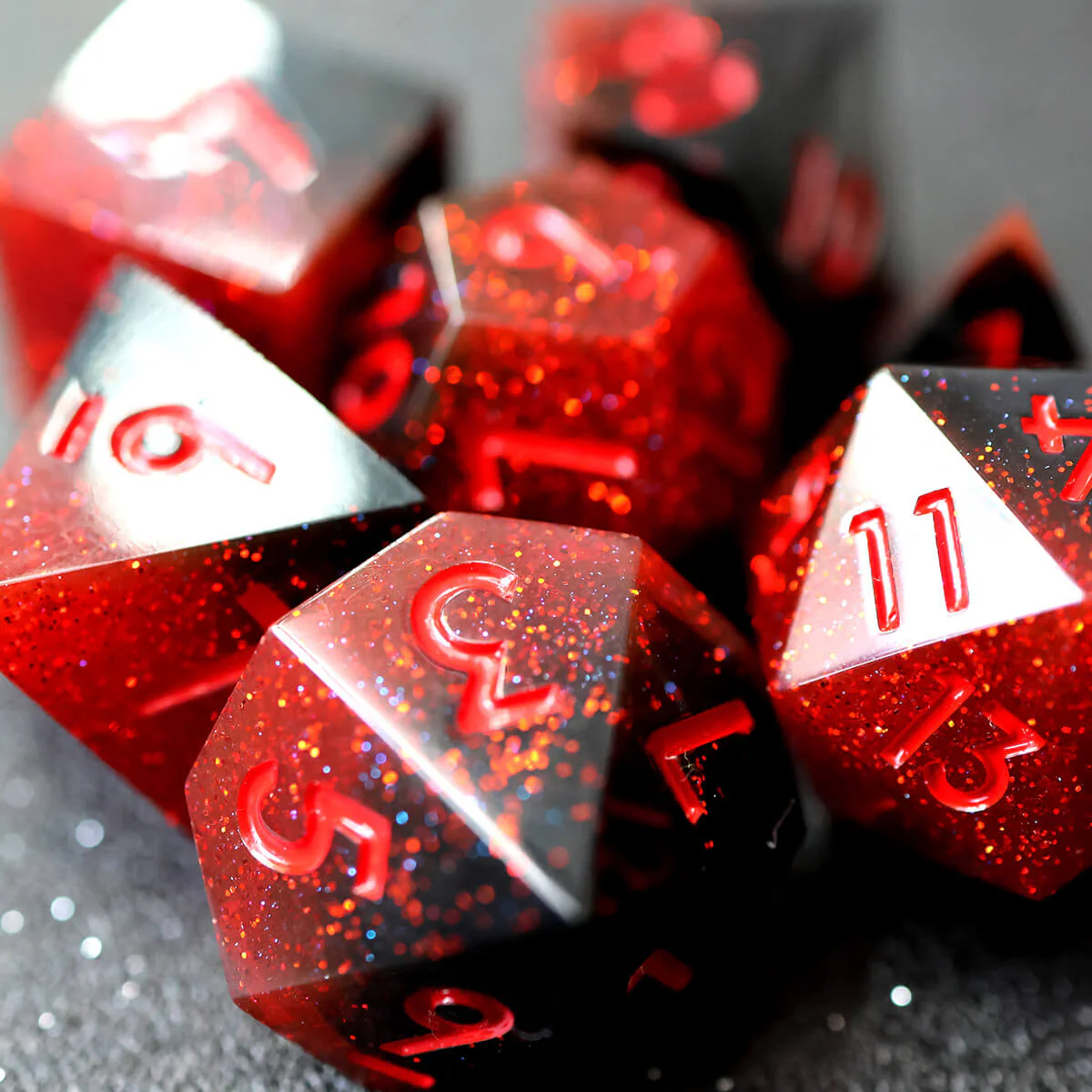 Sharp Edge 7-Piece Scarlet Magic DND Dice Set - Image 7