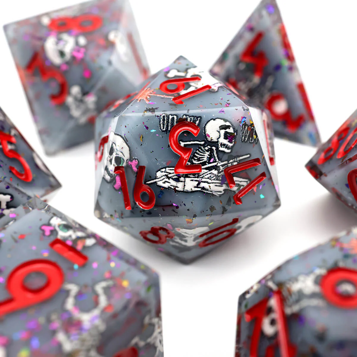 Sharp Edge 7-Piece Skull DND Dice Set - Image 2