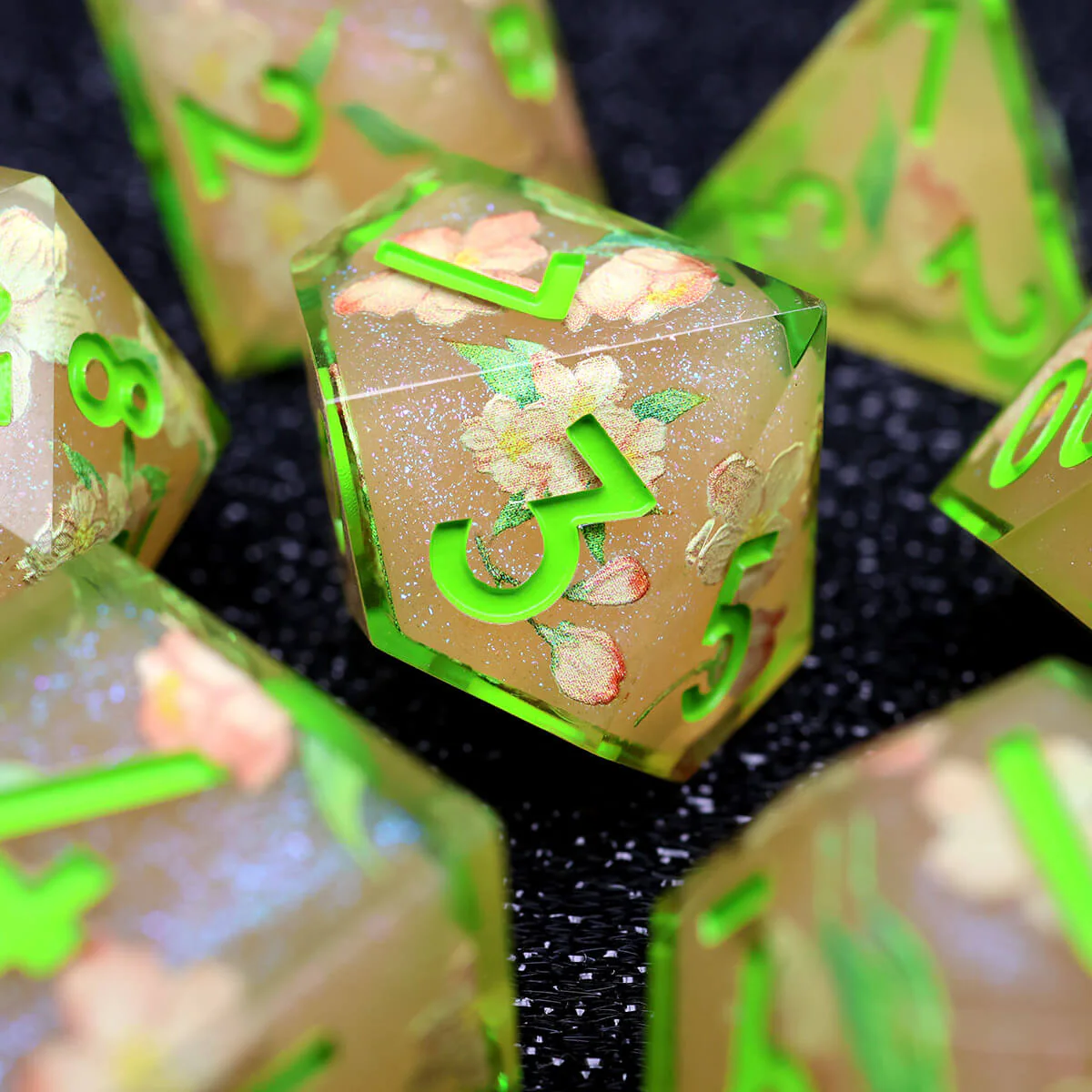 Sharp Edge DND Dice Set Flower 7-Piece Layered - Image 6