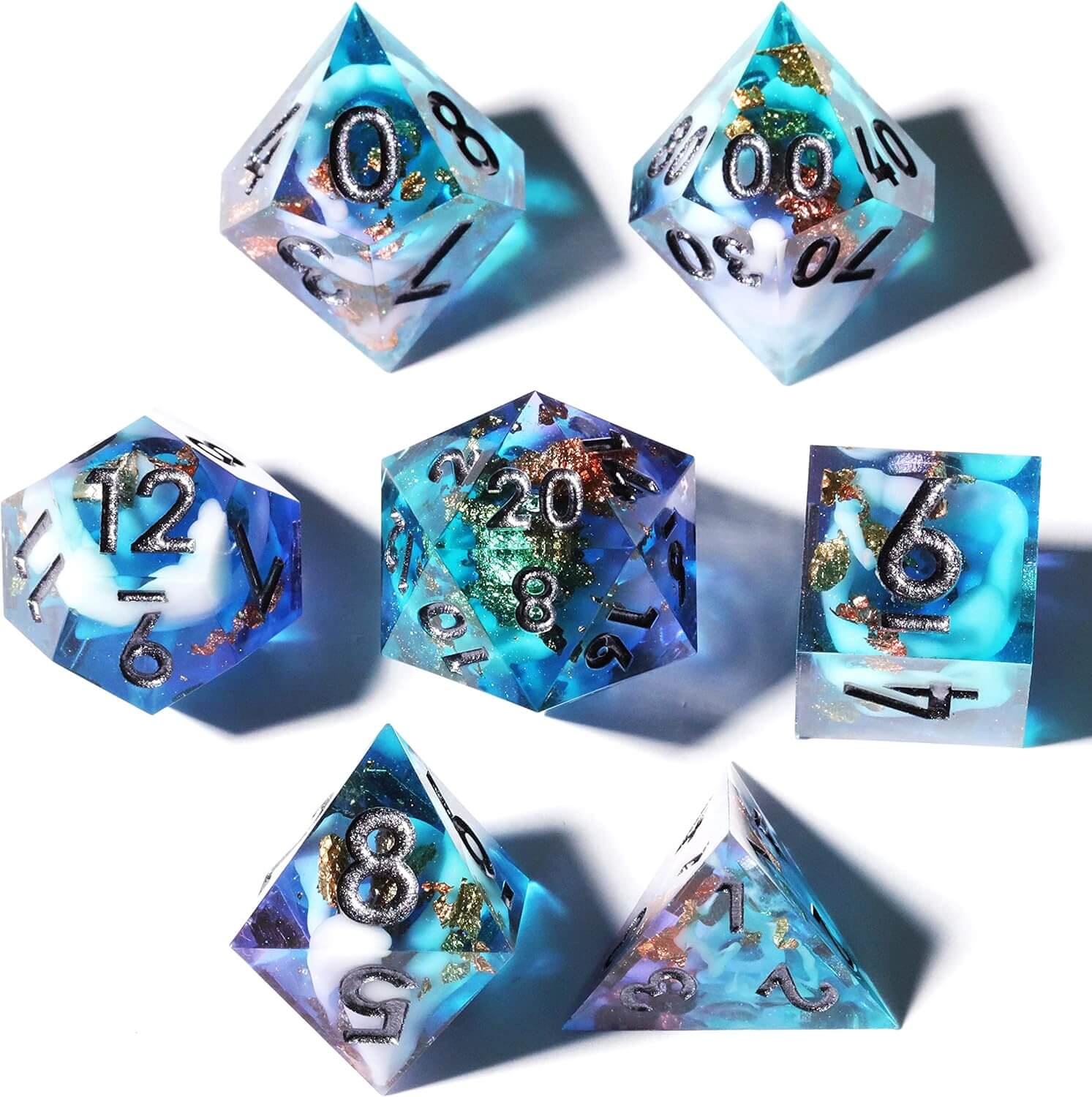 Sharp Edge Ice Age Polyhedral Resin 7-Piece D&D Dice Set - Image 6