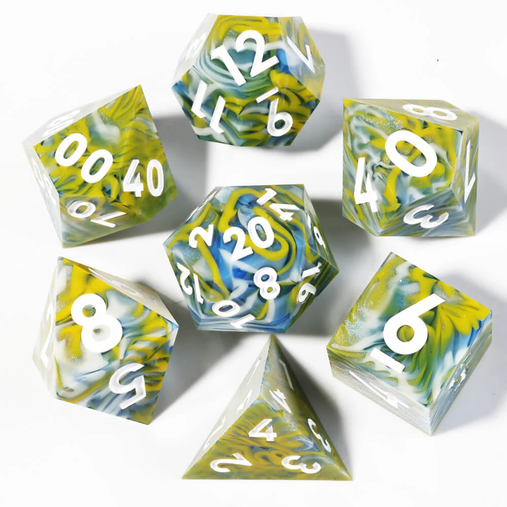 Sharp Edge Vaporwave Polyhedral Resin 7-Piece D&D Dice Set - Image 4