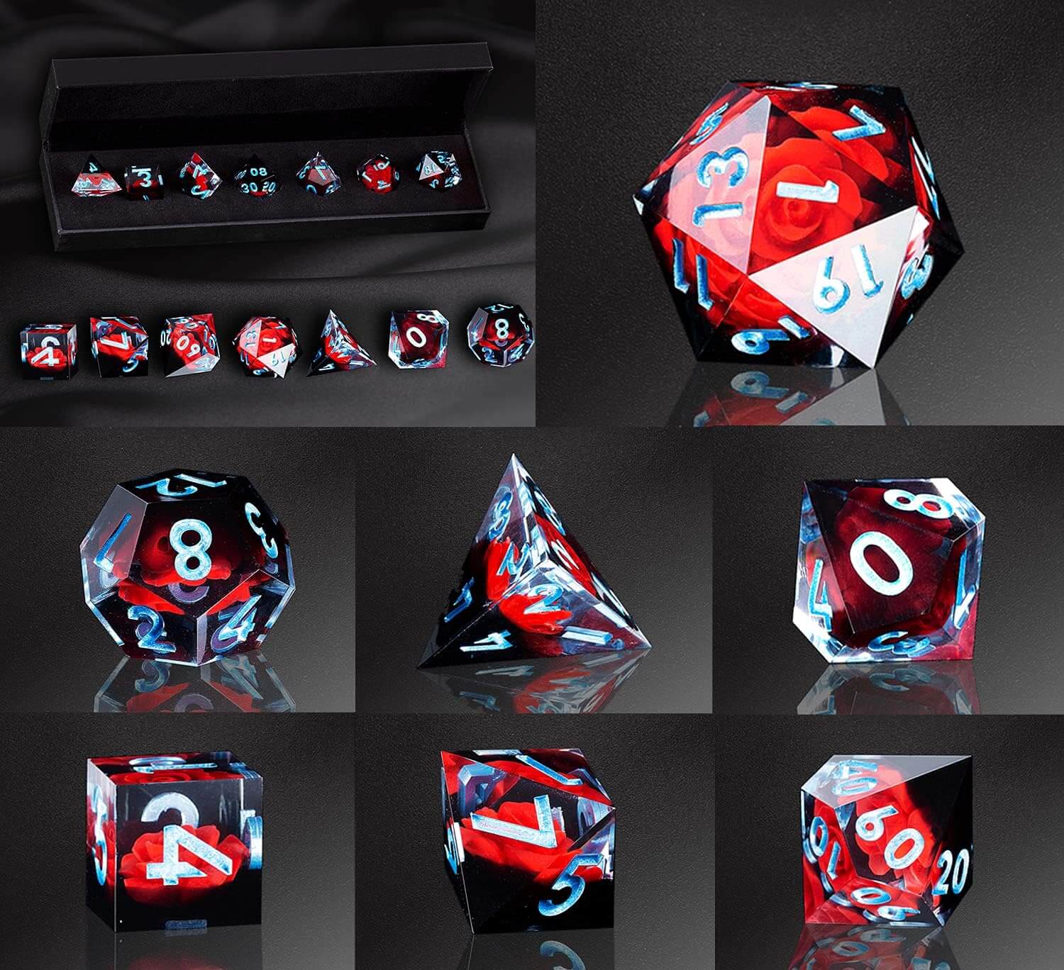 Spooky Flower Polyhedral D and D Resin 7 Dice Set - Image 5