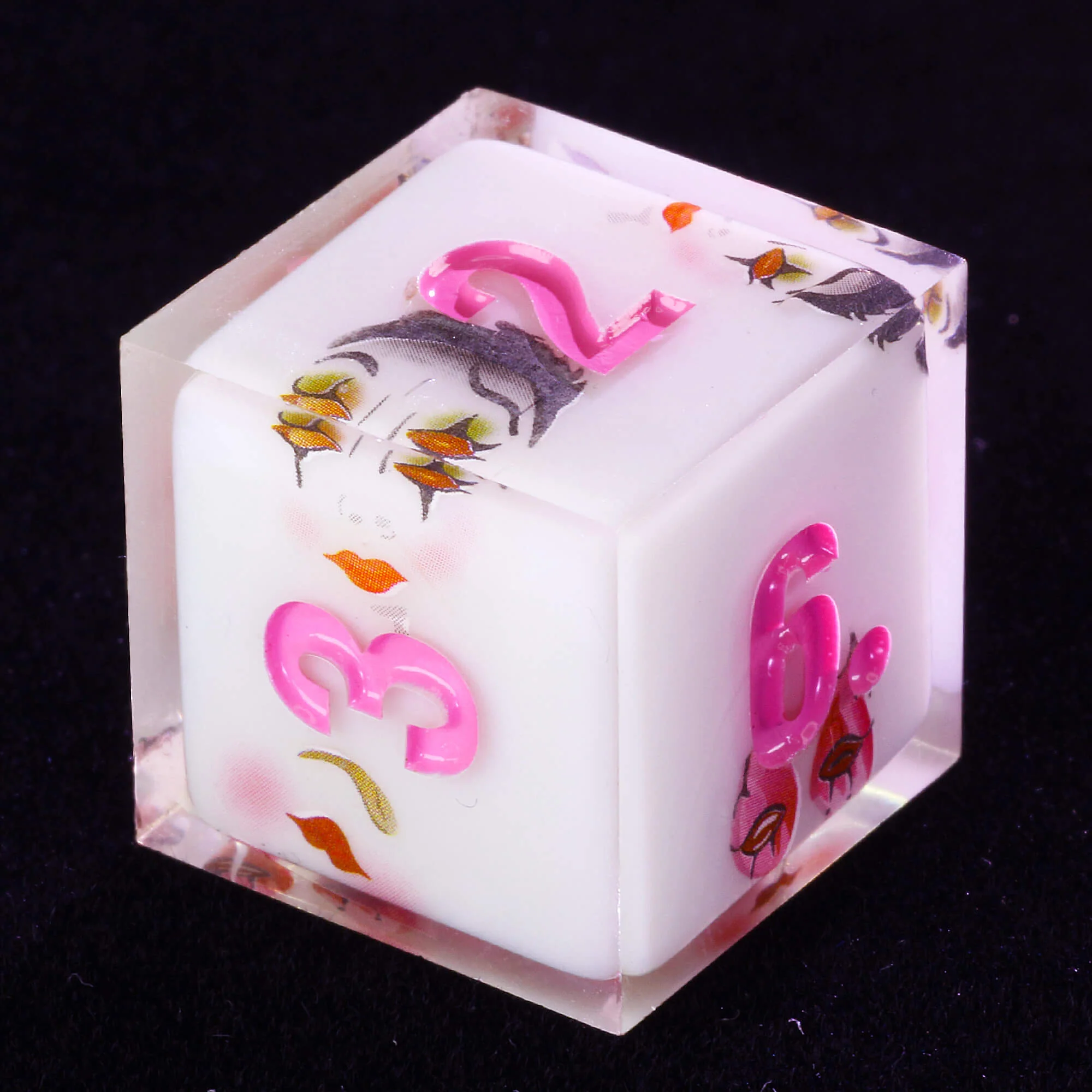 Unusual 7 Polyhedral Resin Dice Set D and D Clown White - Image 5
