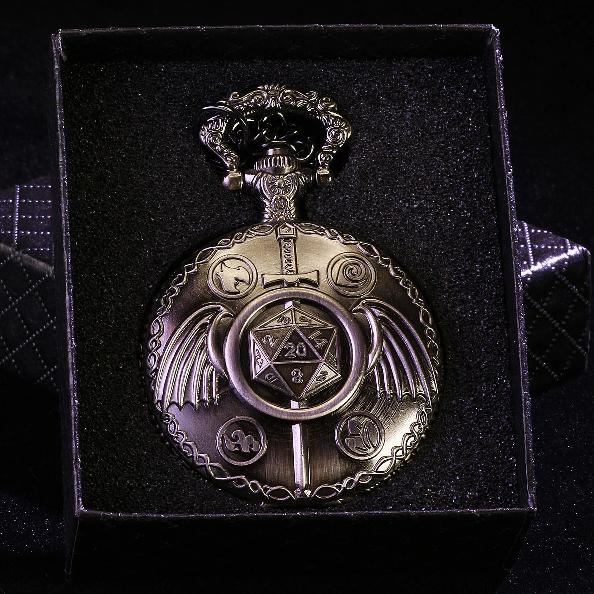 Wing Sword Mini Polyhedral Metal Dice Sets D and D with Pocket Watch Shell Case - Image 10