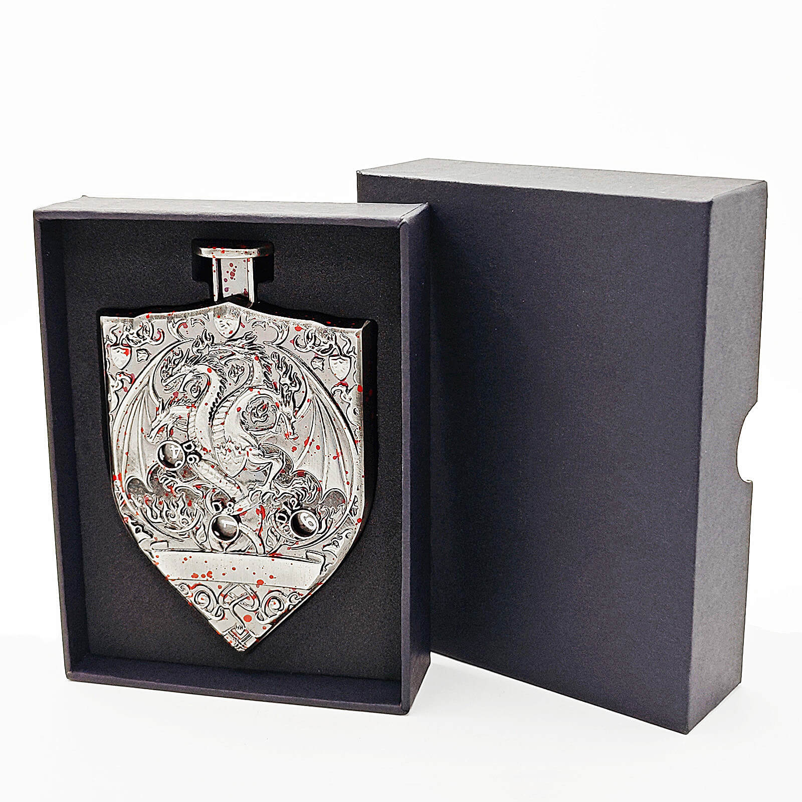 Wyvern Dragon 7 in 1 Button Presser Spinning D&D Metal Dice Shield Roulette Game - Image 21