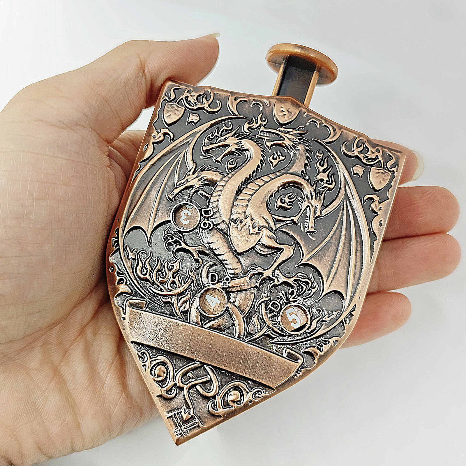 Wyvern Dragon 7 in 1 Button Presser Spinning D&D Metal Dice Shield Roulette Game - Image 4