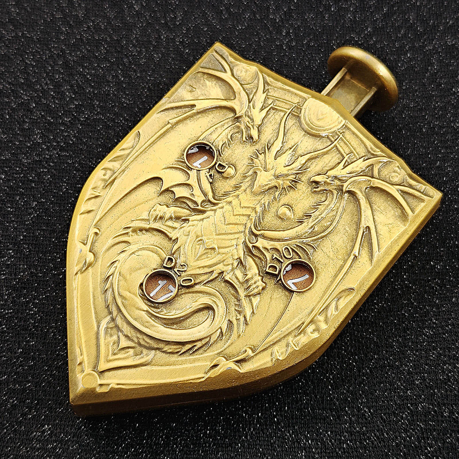Wyvern Dragon 7 in 1 Button Presser Spinning D&D Metal Dice Shield Roulette Game - Image 9